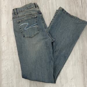 Tint Stretch Bootcut Beaded Jeans Size 8  Faded Wash Denim Distressed Worn
